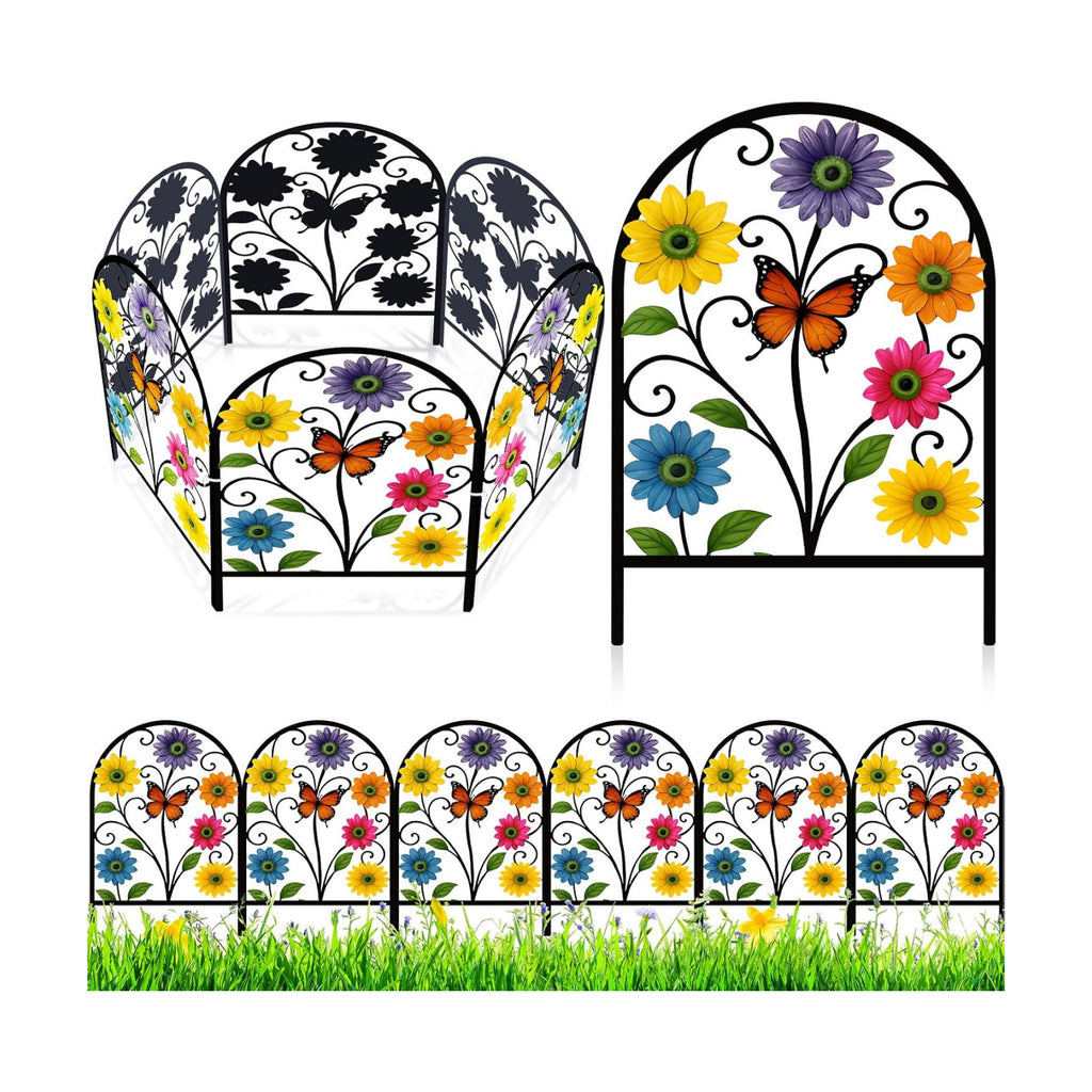 Yaocom 6 Pack Flower Garden Fence 16.5" H x 11.8" W Yard Decor