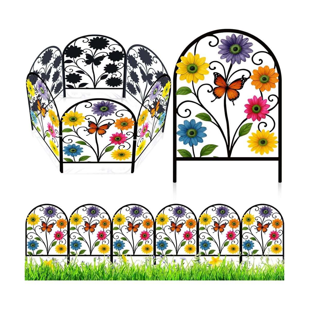 Yaocom 6 Pack Flower Garden Fence 16.5" H x 11.8" W Yard Decor