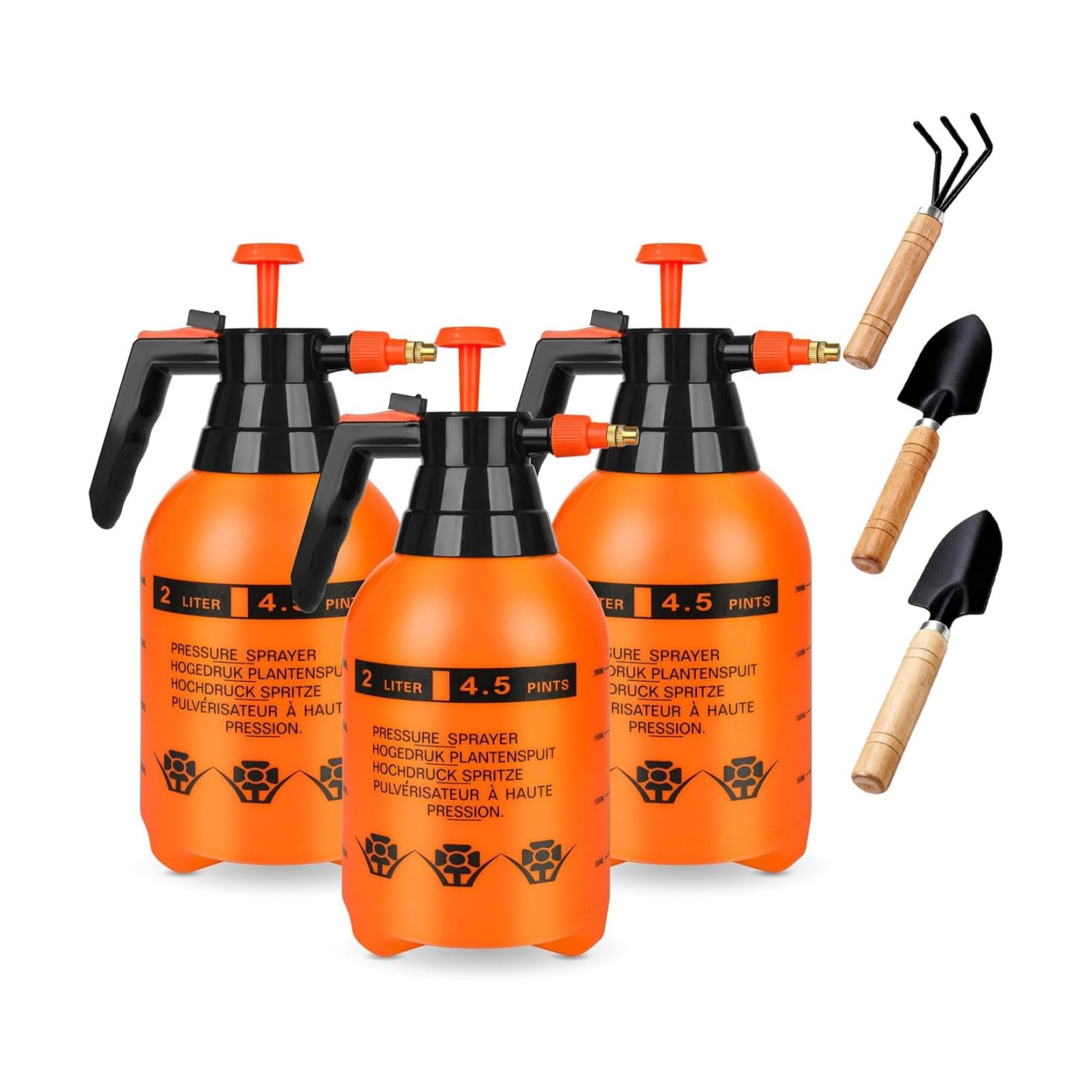 3 Pcs 1/2 Gallon Pump Sprayer Plastic, Handheld Pressure Sprayer, Garden Pump Sprayer Bottle with Adjustable Nozzle for
