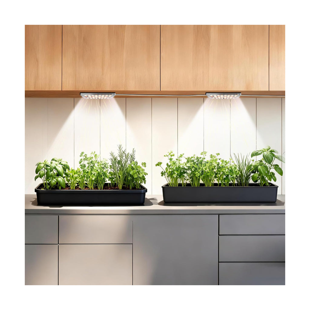 Dual Head Under Shelf Grow Light, Stick On LED Shelf Plant Light with Timer | Dual Head Under Cabinet Grow Light, Full