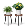 2-Pack Wood Plant Stands Indoor, 16.7" Tall Plant Stand Outdoor Mid-Century Plant Stool, Single Plant Table Modern Small Round Side/End Table for Living Room, Balcony, Office(Brown)