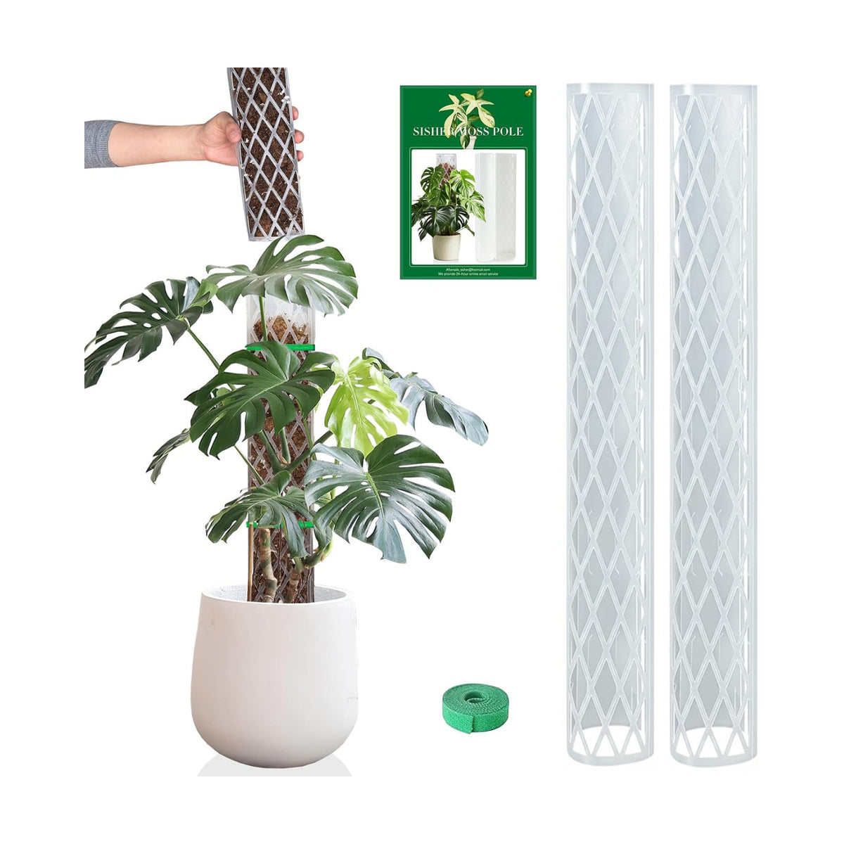 2 Pack 16 Inch Plastic Moss Poles for Climbing Plants D Shaped Moss Pole