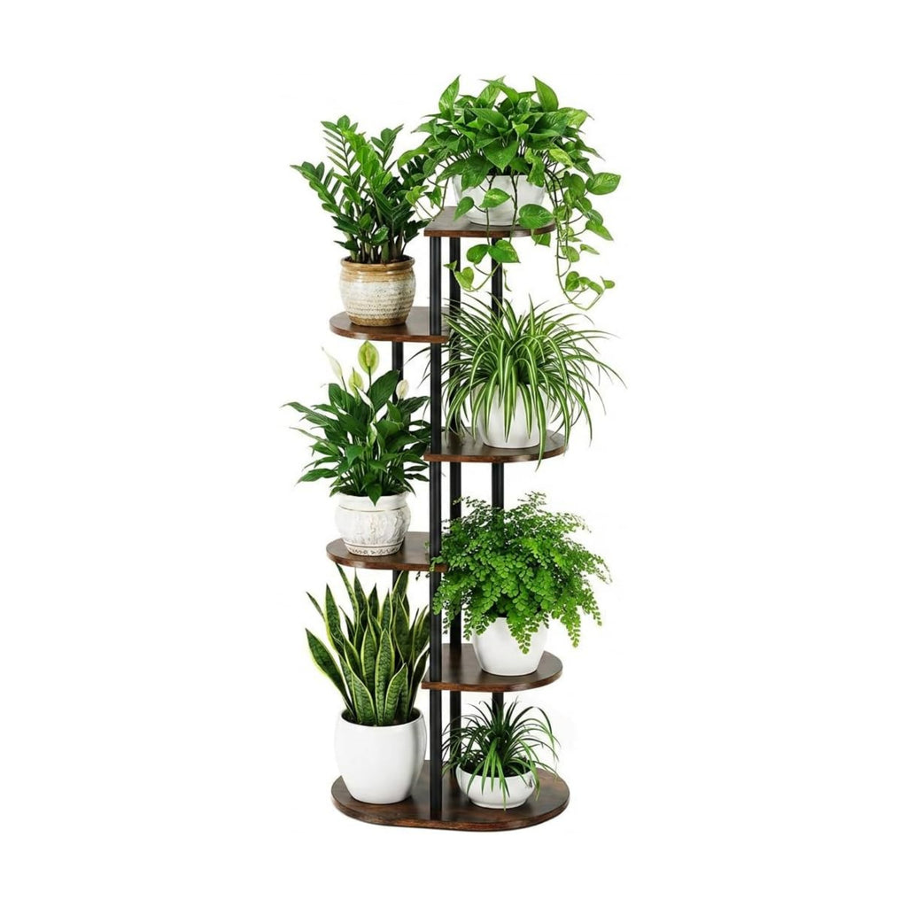 Tiered Plant Stand Indoor, Tall 6 Tier 7 Potted Wooden Plant Shelf for Multiple Flower Plants, Multi Corner Metal Plant