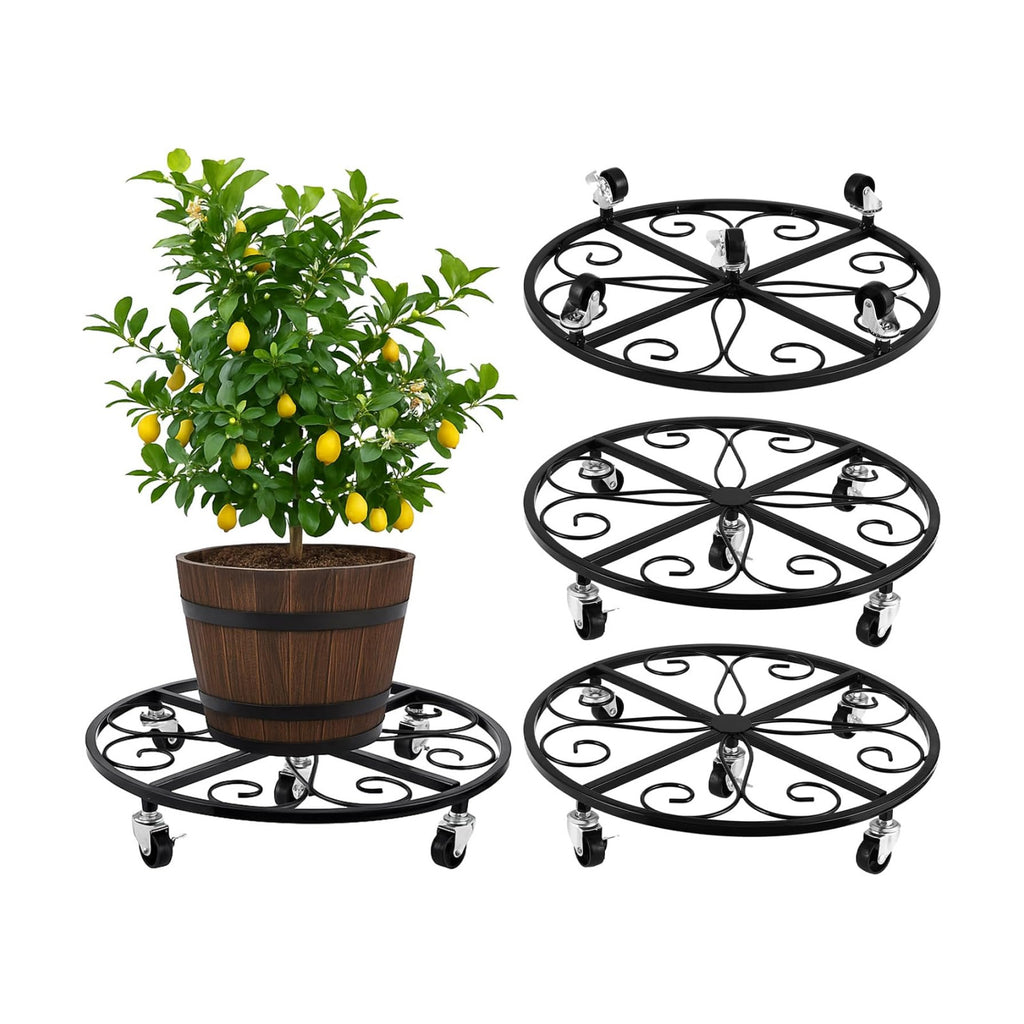 4 Pack Plant Caddy with Wheels 20 Inch Rolling Plant Stand for Large Plants Heavy Duty Plant Rollers Metal Plant Dolly