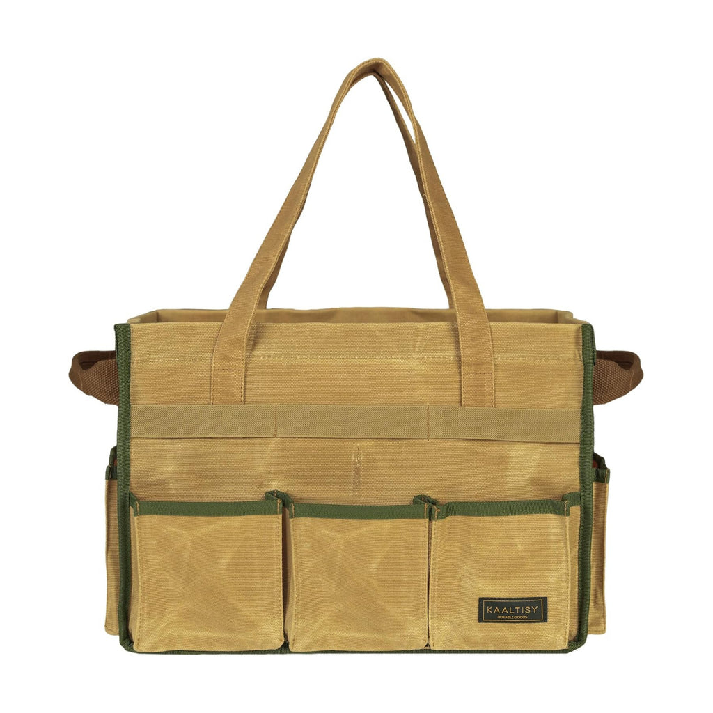 Canvas Tool Bag, 16OZ Waxed Canvas Tool Tote Bag with Metal Zipper & 12-Pocket Design, Multi-Purpose Garden Tool