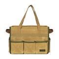 Canvas Tool Bag, 16OZ Waxed Canvas Tool Tote Bag with Metal Zipper & 12-Pocket Design, Multi-Purpose Garden Tool