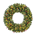 Best Choice Products 36in Pre-Lit Christmas Wreath w/Berries & Pinecones, Large Artificial Indoor/Outdoor Decor for Door, Mantel, Plug-in