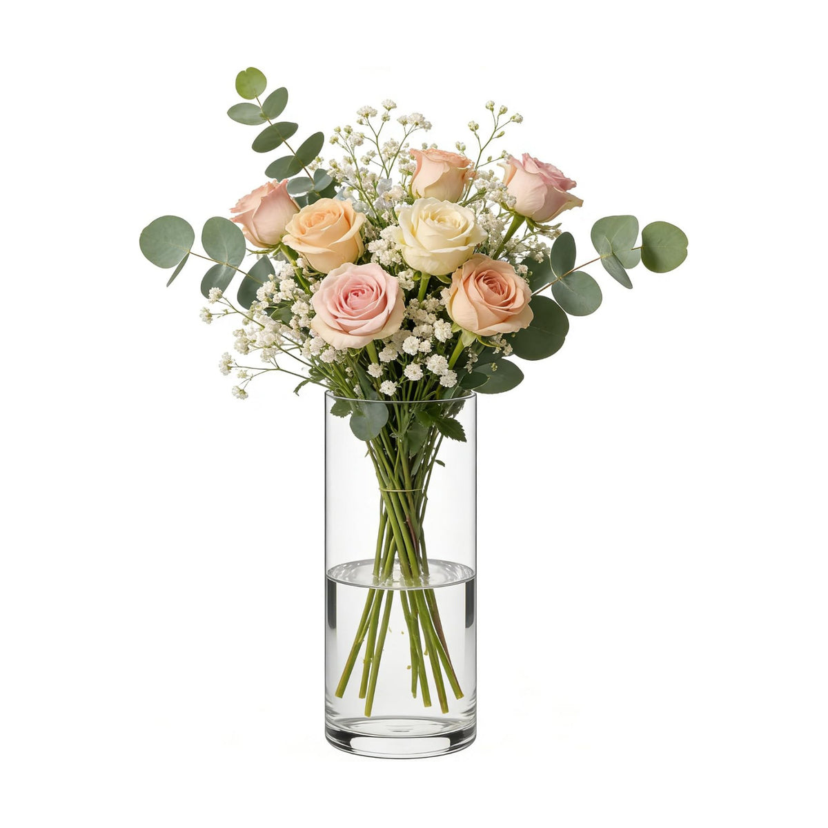 Acrylic Flower Vase Cylinder, 7.86" Tall Clear Plastic Vase for Centerpieces - Shatterproof Wedding, Event & Home Decor Vase, 3.94"X9.84" Tall Round - Clear