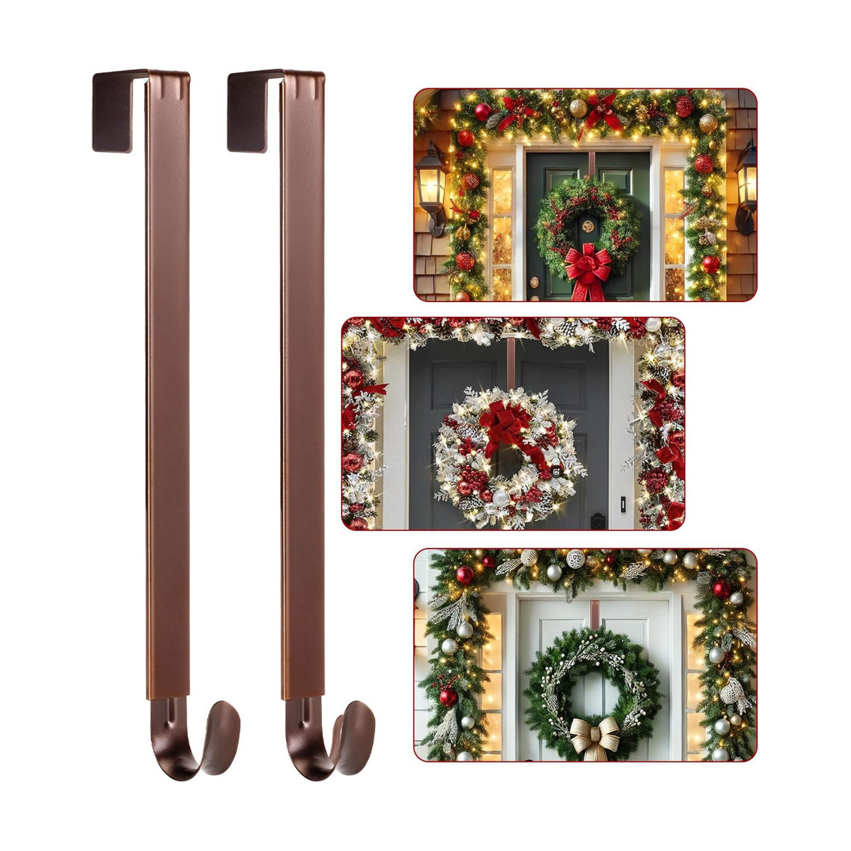 2 Pack Wreath Hanger for Front Door, 20 lbs Christmas Wreath Door Hanger