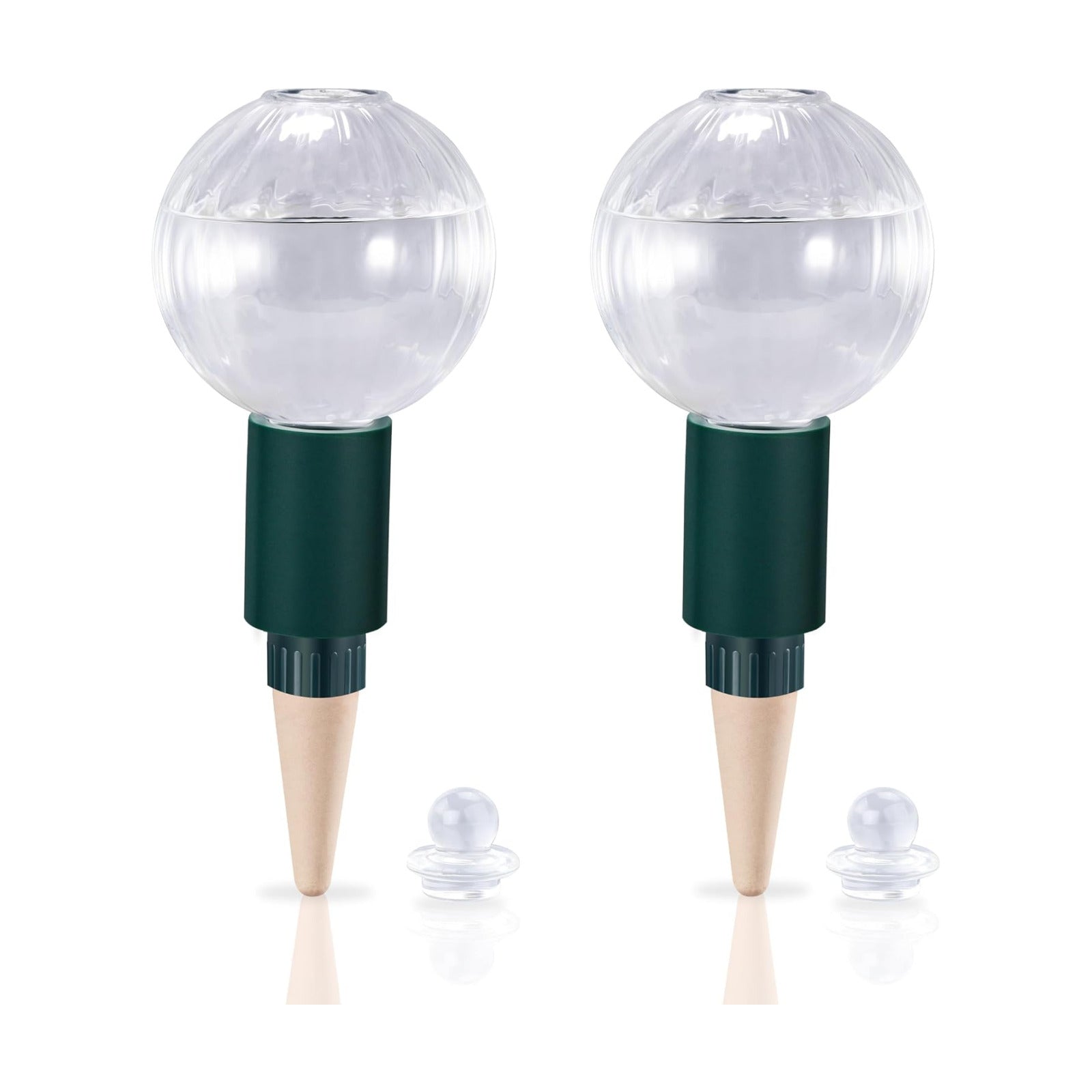 Soilagua 12 oz Top Fill Watering Globes with Terracotta Spikes, 2 Pack | Slow Release Self-Watering, Vacation Friendly