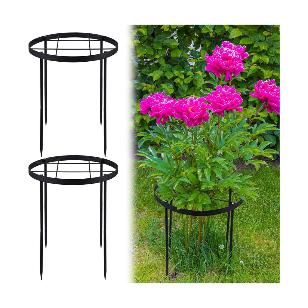 2 Pack 18.9" x 23.6" Large Peony Cage and Support Durable Round Plant Support Ring Tall Plant Cage for Outdoor Peony