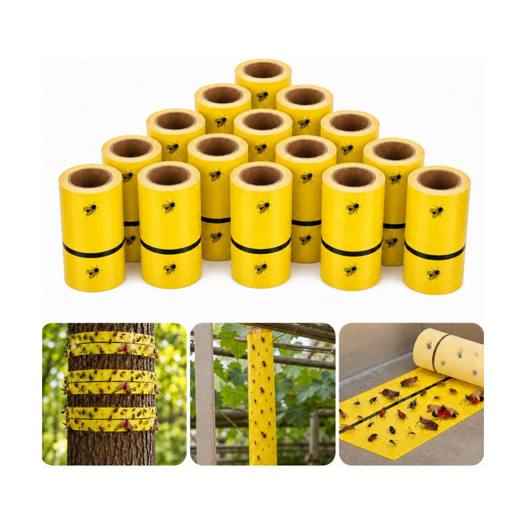 Qualirey 20 Pcs Giant Sticky Fly Traps, Fly Strips for Indoor Outdoor Hanging Flying Tapes Non Toxic Ribbon Fruit Gnat