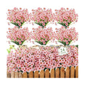 24 Bundles Pink Artificial Flowers for Outdoors, UV Resistant Faux Plants