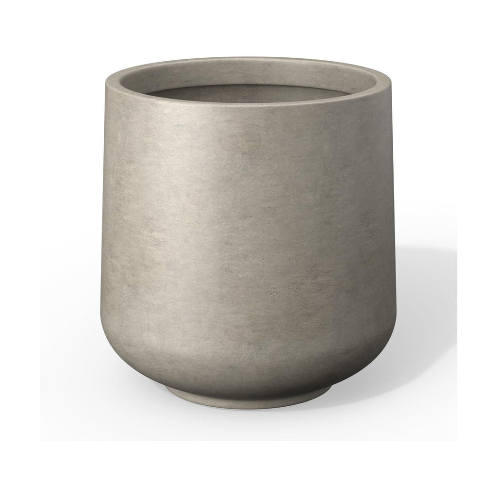 Kante Accent Round Curved Weathered Concrete Planter 13" Dia, Outdoor | Rubber Plug for Indoor, Drainage for Garden