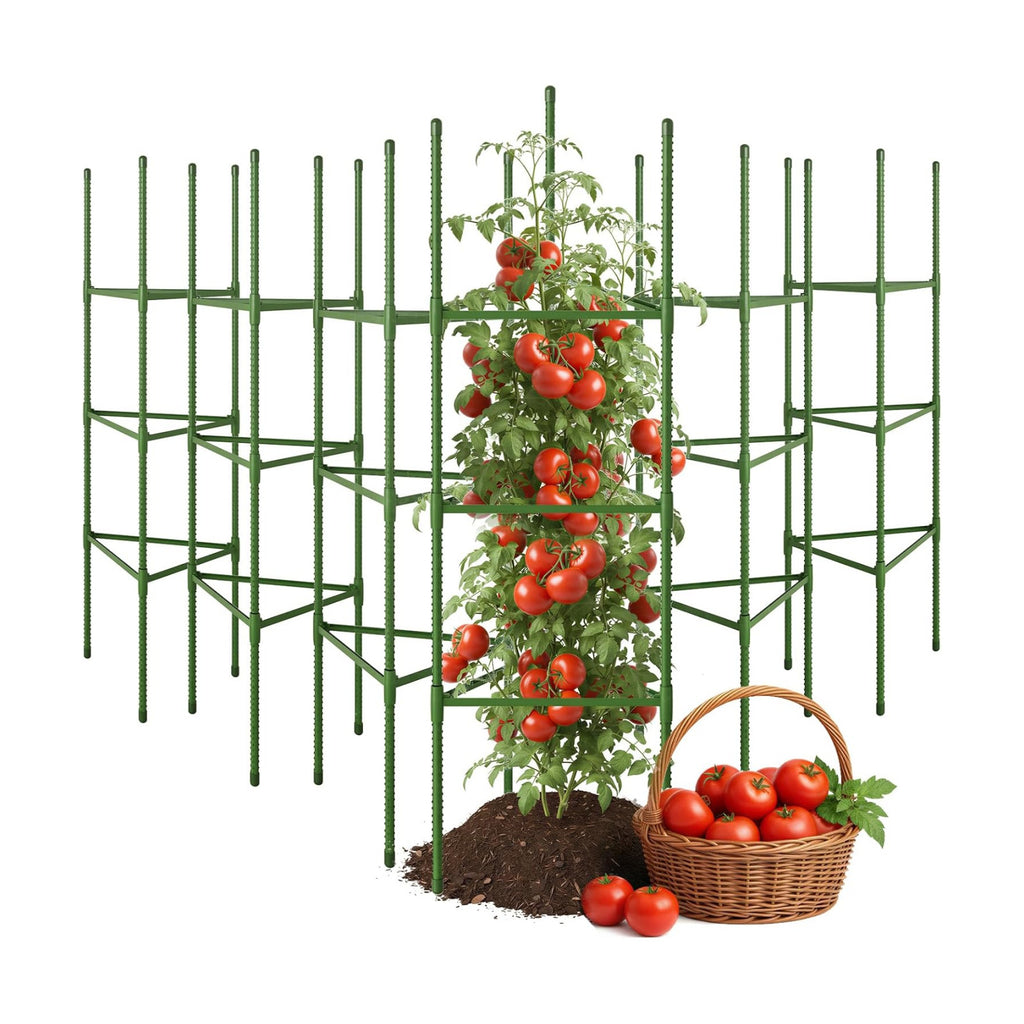 CEWOR 6 Pack Tomato Cage, 51.2 Inch Tall Adjustable Tomato Trellis | Tomato Cages for Garden, Plant Support Structure