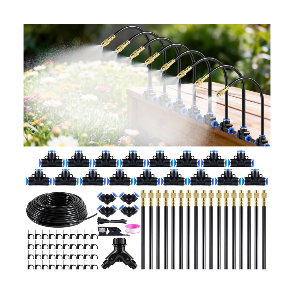 Drip Irrigation System 100FT 1/4" (17PCS Nozzles) for Garden, 83 PCS Leak-Proof Garden Watering System, 360° Adjustable