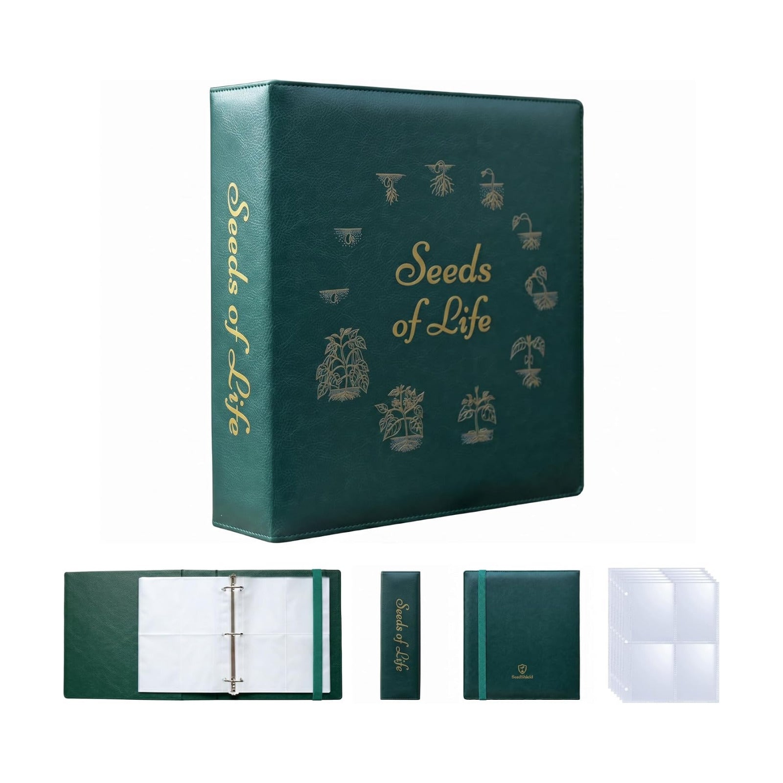Seeds of Life - Seed Storage Organizer Binder – Compact Seed Packet Organizer with 50 Sheets Holding 200 Seed