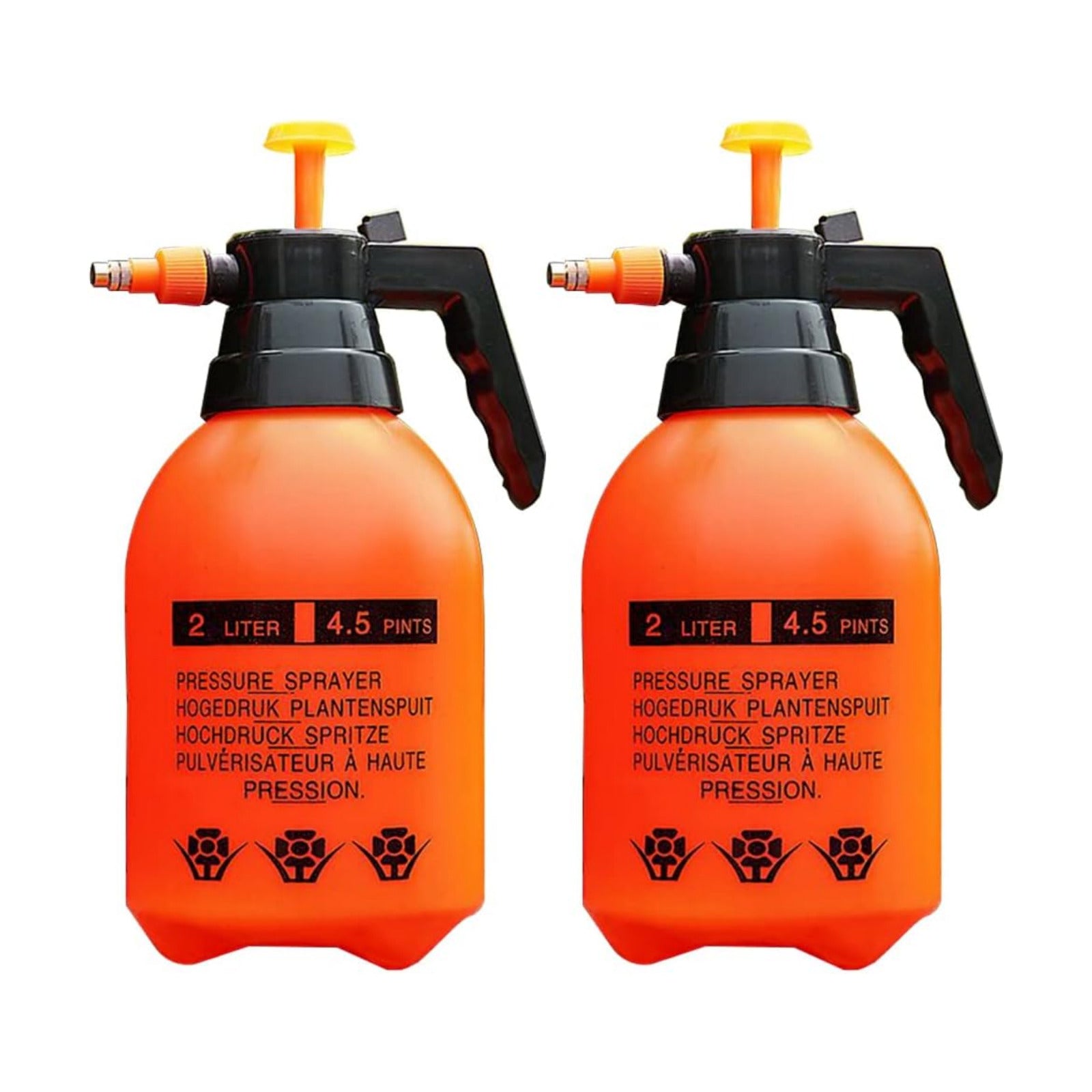 2 Pcs Garden Pump Sprayer, 0.5Gallon/68oz Hand-held Lawn Pressure Orange Spray Bottle with Adjustable Nozzle (FKM