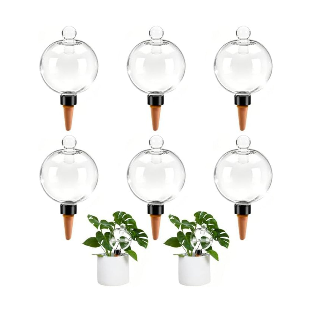 6pcs Plant Self Watering Globes with Covers, Plastic Water Bulbs Top Fill, Plant Watering Devices System Slow Release