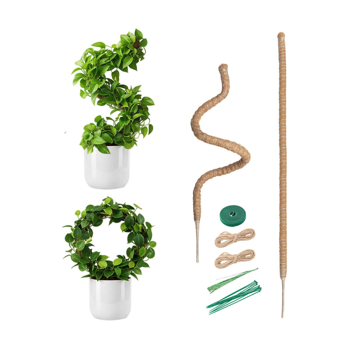 Mcbazel 2 Pack 47 Inch Bendable Moss Pole for Plants Monstera - Tall Coco Coir Plant Support Stakes for Large Indoor Climbing Plants Vines - Flexible Totem Stick Kit with Full Garden Ties