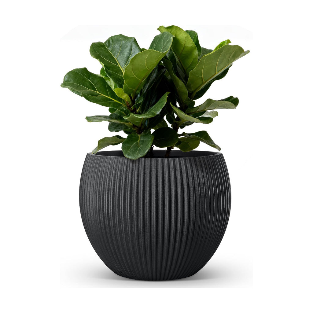 14.5 Inch Large Black Plastic Flower Pot with Drainage Plug | Thickened lightweight construction supports monstera
