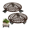 2-Pack Large Metal Plant Caddy with 3 Wheels 12 Inches Heavy-duty Rolling Plant Stands with Casters Wheeled Flower Pot