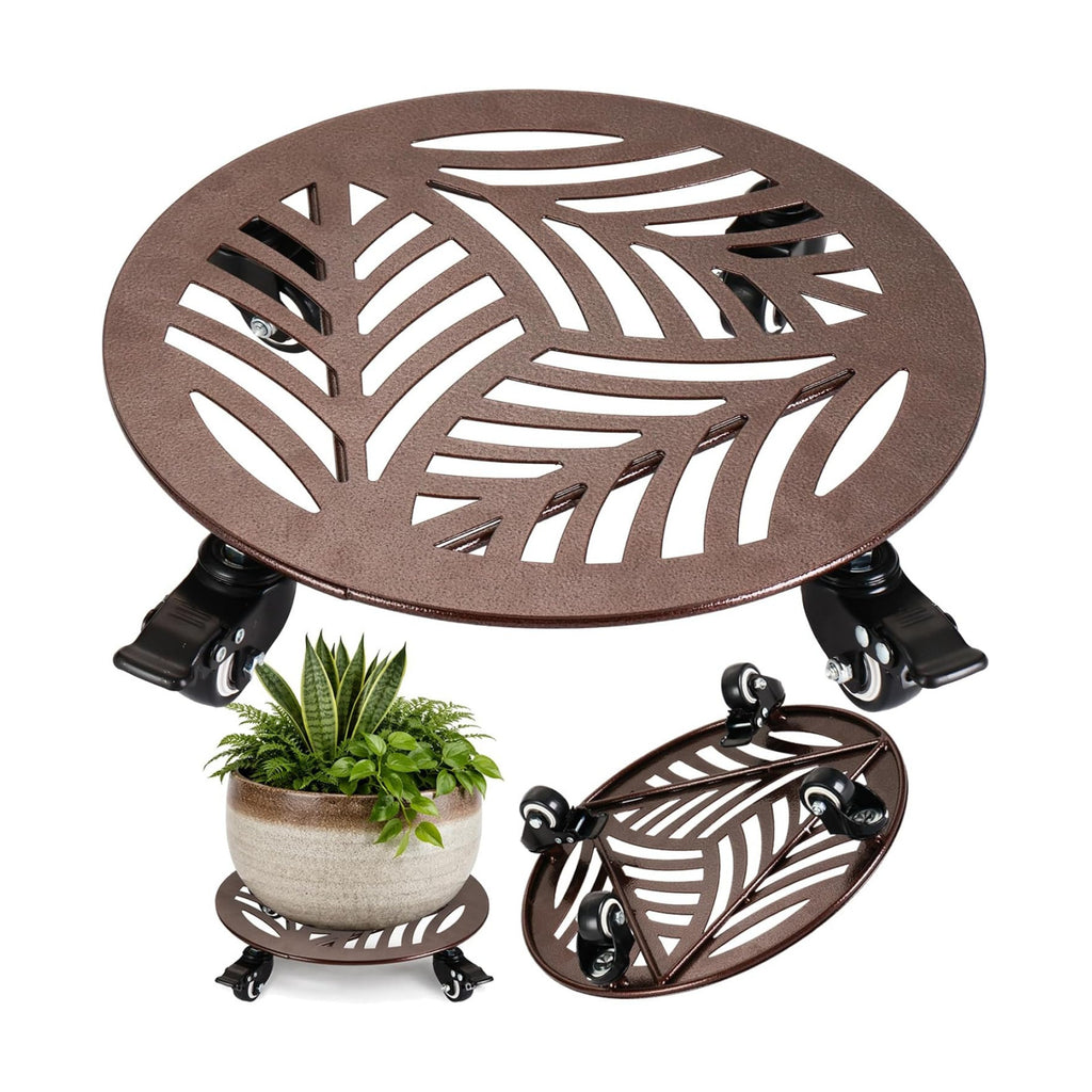 1-Pack Large Metal Plant Caddy with Wheels 16 Inches Heavy-duty Rolling Plant Stands with Casters Wheeled Flower Pot