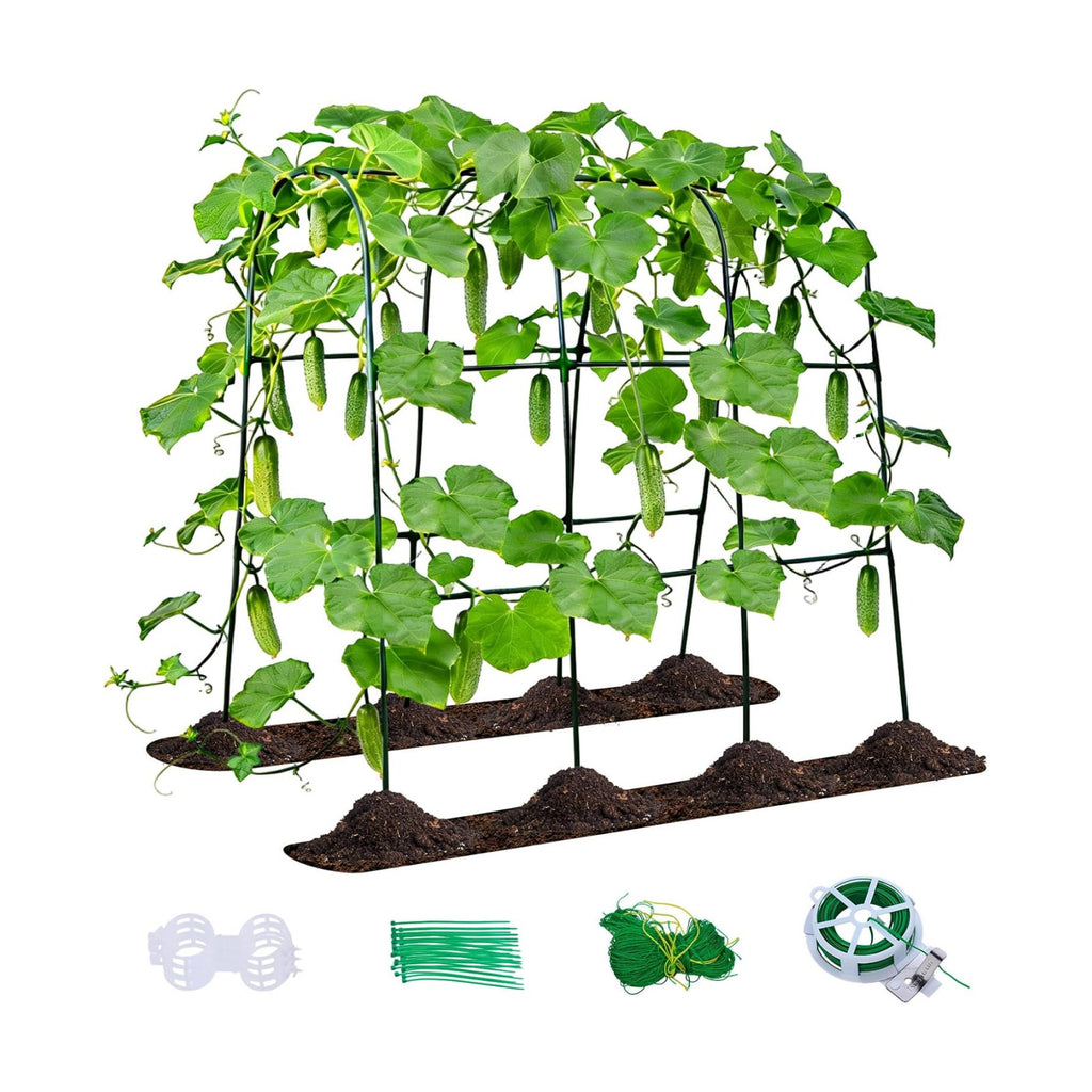 U-Shape Cucumber Trellis for Raised Beds - 47.2”x47.2”x21.6” Green Metal Arch Trellis, Rust-Resistant Garden Plant