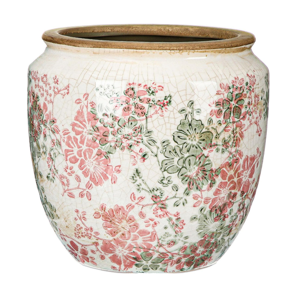 LemonRoad 7 Inch Large Vintage Ceramic Planter with Drainage Holes Ice Crackle Flower Vase Flower Pot with Farmhouse