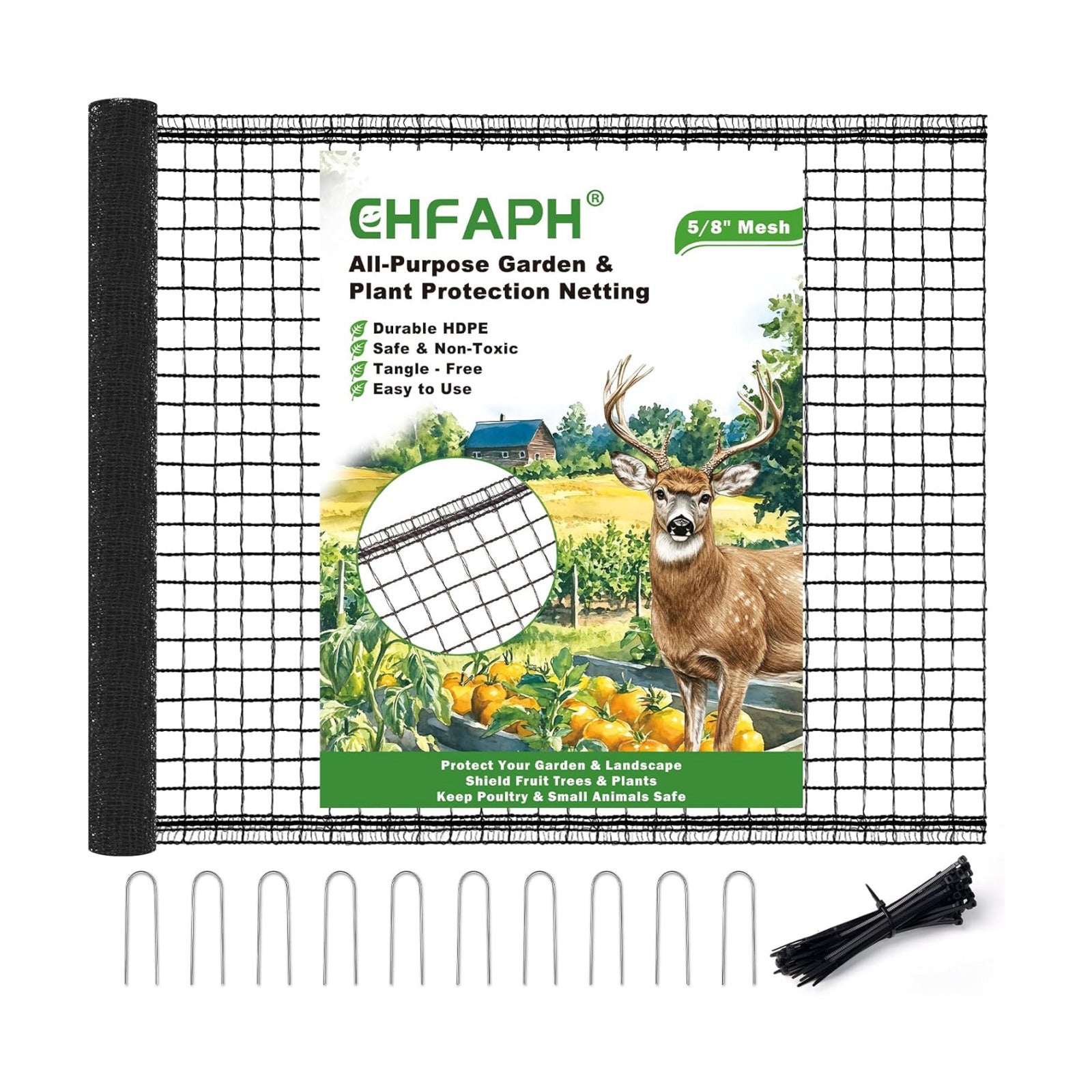 Deer Fence for Garden 4ftx50ft, Plastic Mesh Garden Fencing with Pre-Strung Reinforced Edge, Durable Temporary Fencing