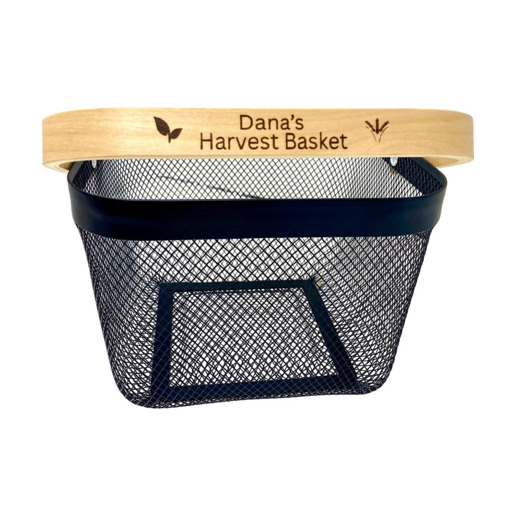 PersonalizedMetal Mesh Harvest Basket with Custom Engraved Handle, Gift For Gardeners, Vegitable Harvesting Basket