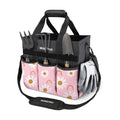 WORKPRO Garden Tool Bag, 10 Pockets and Shoulder Strap, Floral Pink | Heavy Duty Gardening Organizer Tote Bag Standable
