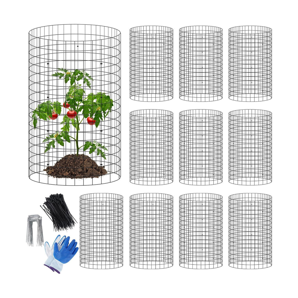 winemana 12 Set Garden Plant Protector Cage,36 Pcs 16x12 in Metal Wire Protectors for Plants Protection Cages with