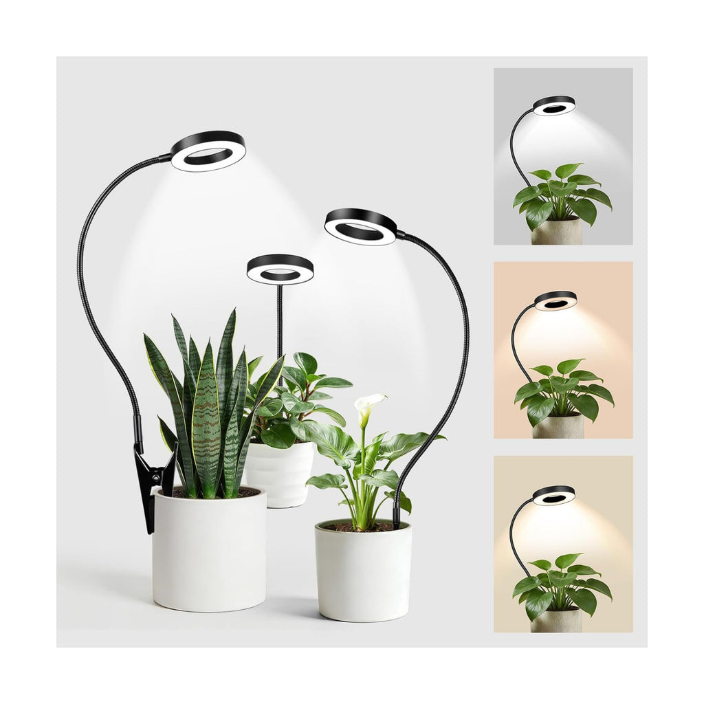 LORDEM Grow Lights for Indoor Plants, 2 in 1 Full Spectrum Plant Light with 360° Gooseneck, 48 LEDs, Auto Timer