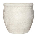 12" Dia Fiberstone Planter – Modern Farmhouse Indoor/Outdoor Flower Pot, Beige Container with Grainy Matte Texture &