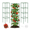 Unves 3 Pack Tomato Cage, 16" W x 66" H Tomato Trellis, with 50 Pcs Clips | Square Tomato Cage Support Frame, Suitable