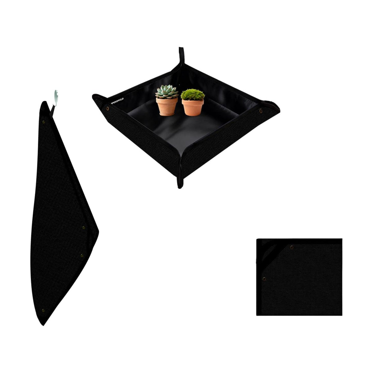 27"x27" Plant Transplanting Mat - Thickened Waterproof Potting Mat, Succulent Gardening Mat, Portable Repotting Mat for Mess Control, Indoor Outdoor Use (PVC-Black)
