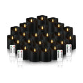 kakoya Flameless LED Candles Battery Operated with Remote and Timer,Flickering Electric Fake Plastic Pillar Candles Set of 24(D3 x H 3" 4" 5") Black