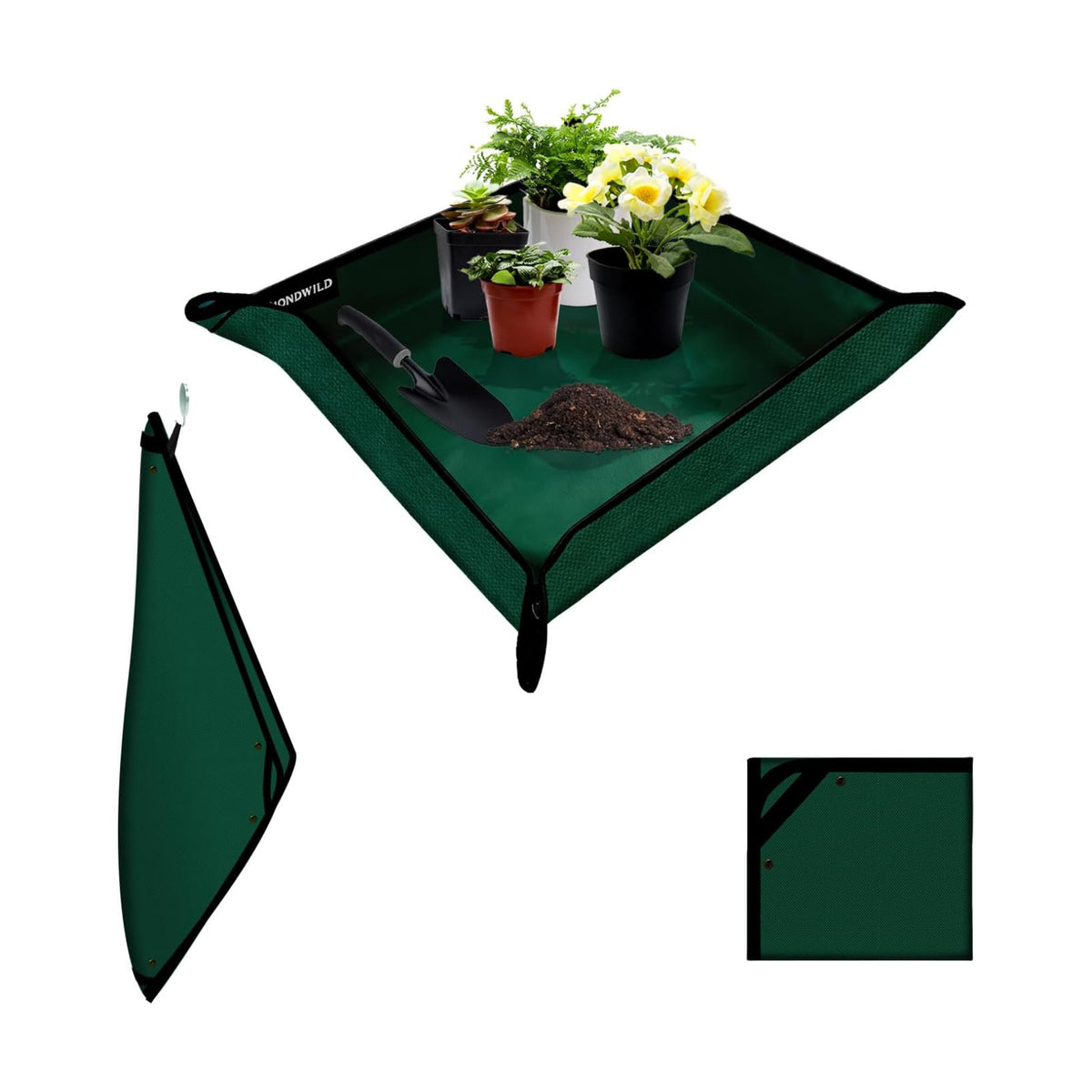 39.5"x39.5" Plant Transplanting Mat - Thickened Waterproof Potting Mat, Succulent Gardening Mat, Portable Repotting Mat for Mess Control (PVC-Green)