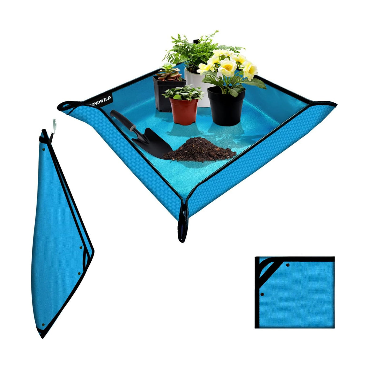 39.5"x39.5" Plant Transplanting Mat - Thickened Waterproof Potting Mat, Succulent Gardening Mat, Portable Repotting Mat for Mess Control, Indoor Outdoor Use (PVC-Blue)