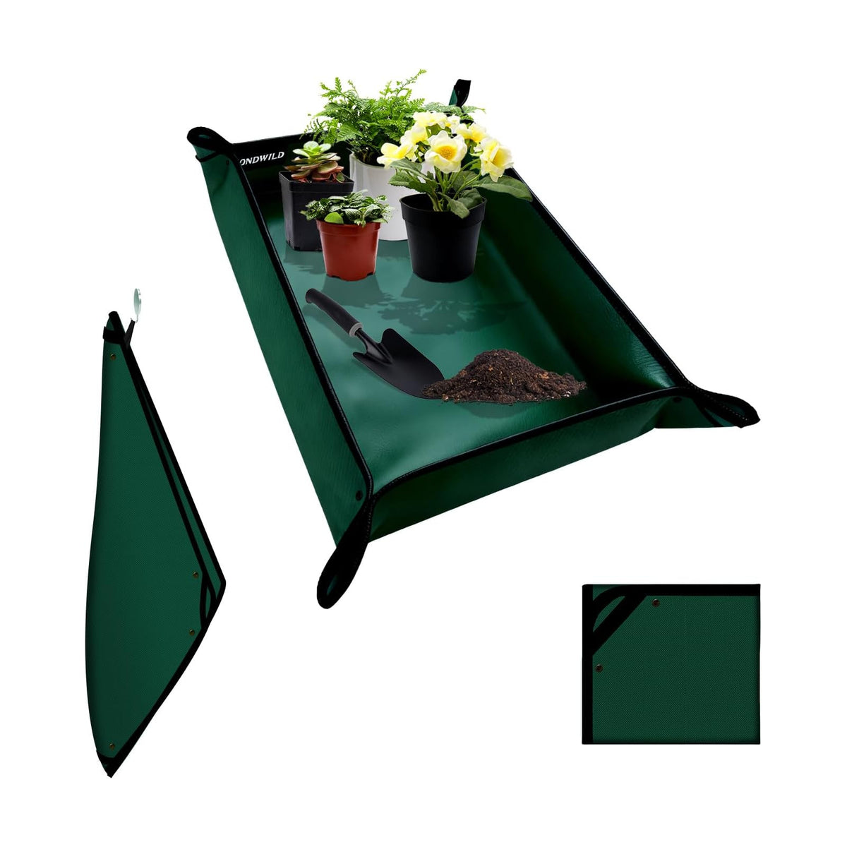 39.5"x31.5" Plant Transplanting Mat - Thickened Waterproof Potting Mat, Succulent Gardening Mat, Portable Repotting Mat for Mess Control (PVC-Green)