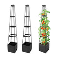 Tomato Planter with Trellis, 57 Inch Self-Watering Planter Box 2-Pack, Grey Planter with Metal Support for Outdoor