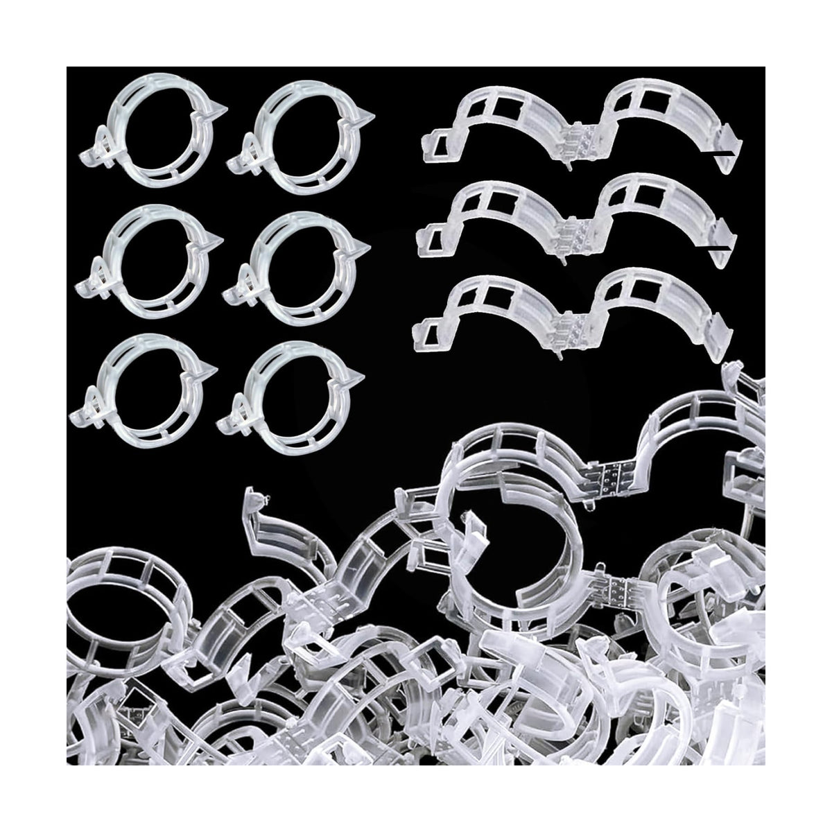 Plant Support Clips, 100 Pcs Tomato Clips, Plastic Trellis Clips, Grape Vine Tomato Vine Vegetables Plants Garden Support Clips to Grow Upright Makes Plants Healthier (Plastic, White)
