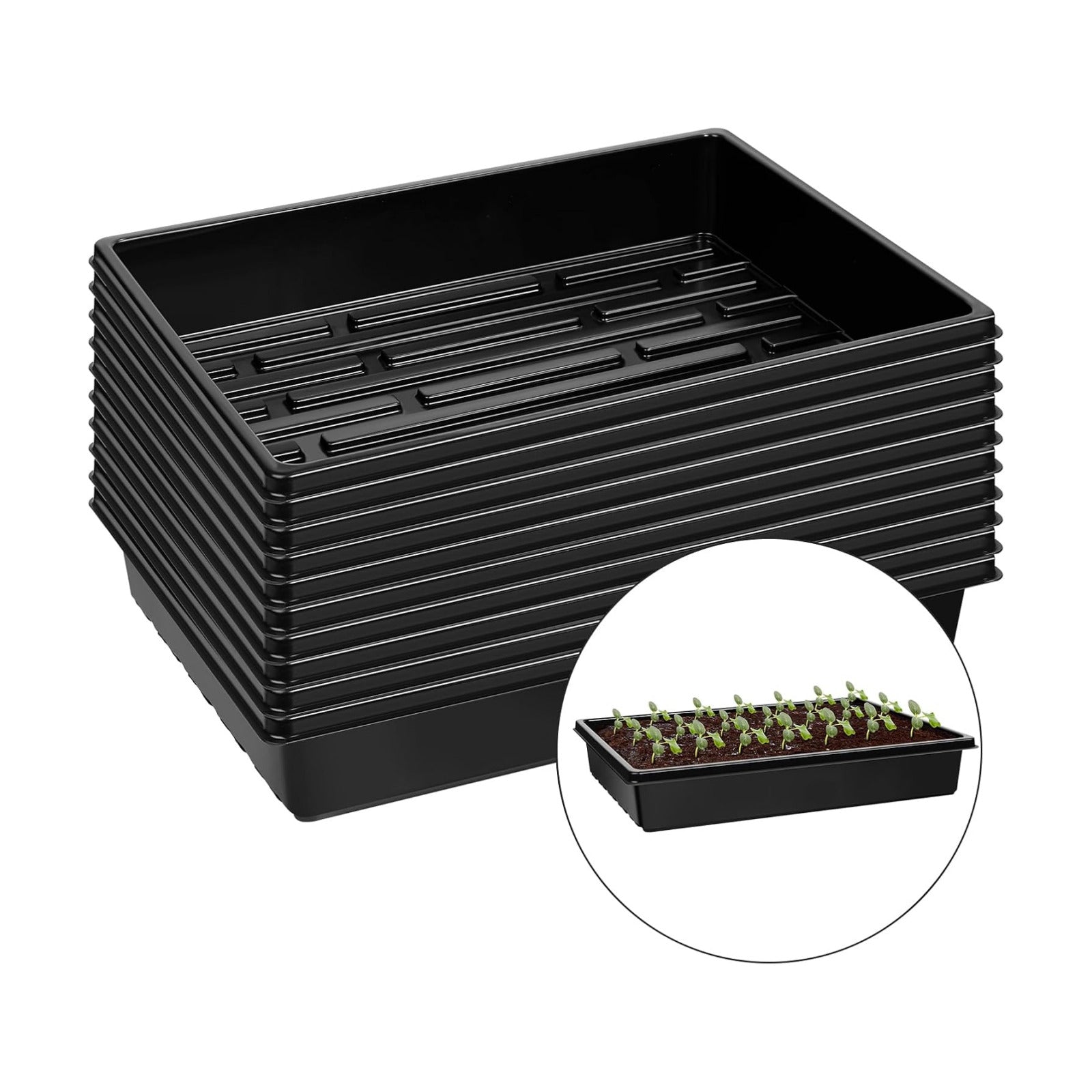 mwellewm 10 Pcs Seed Starter Tray Kit 1014 Seed Starting Trays Square Seedling Plant Tray Planting Sturdy Microgreens