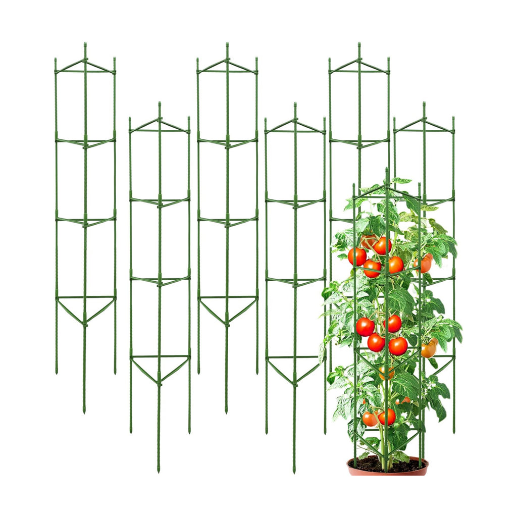 63-Inch Heavy Duty Tomato Cages, 6-Pack Extra Tall Metal Tomato Trellis, Steel Tube Plant Cage for Indeterminate