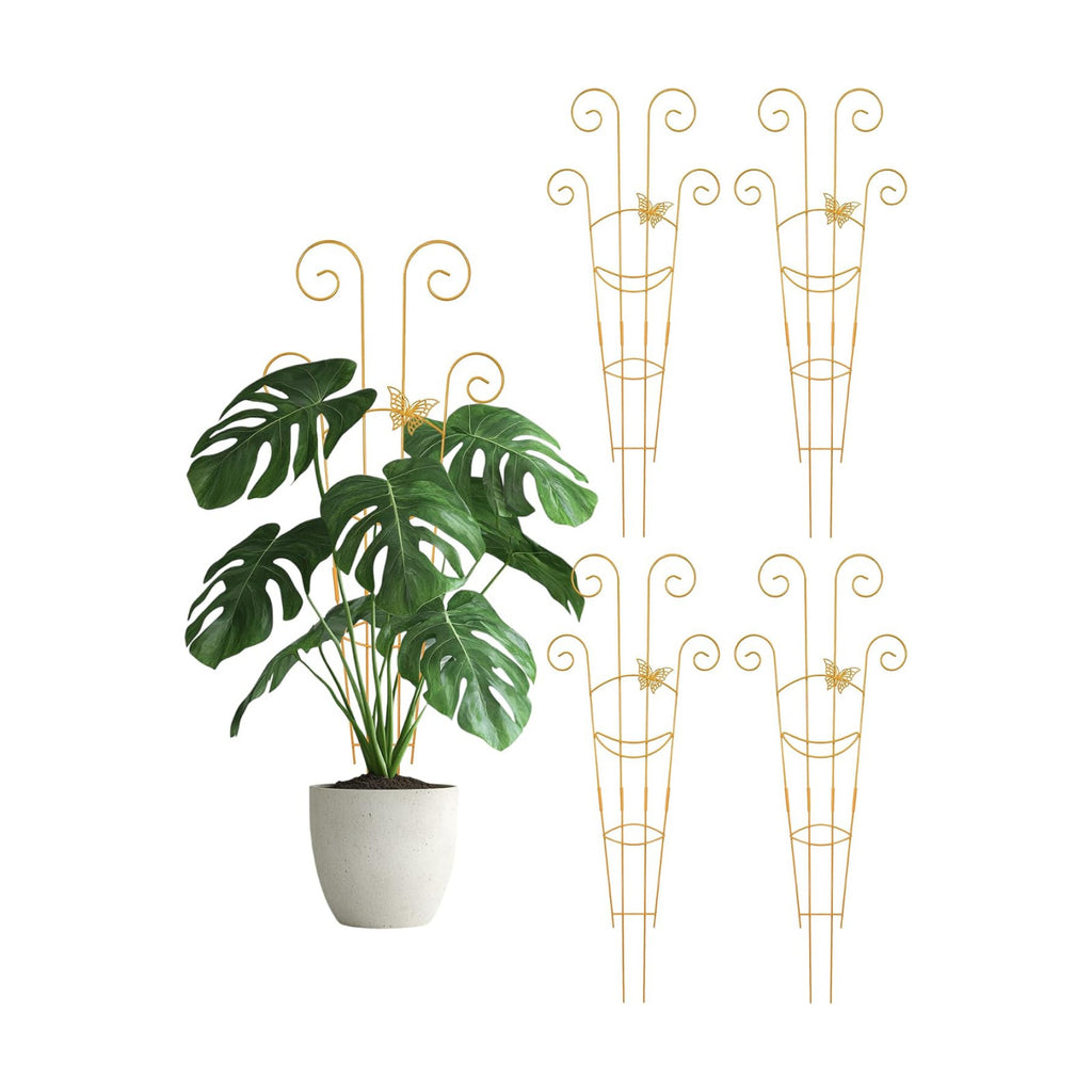 Butterfly Metal Monstera Trellis, Gold Garden Treleaf Expandable Trellis | 4 Pack 30 Inch Taller Plant Support for
