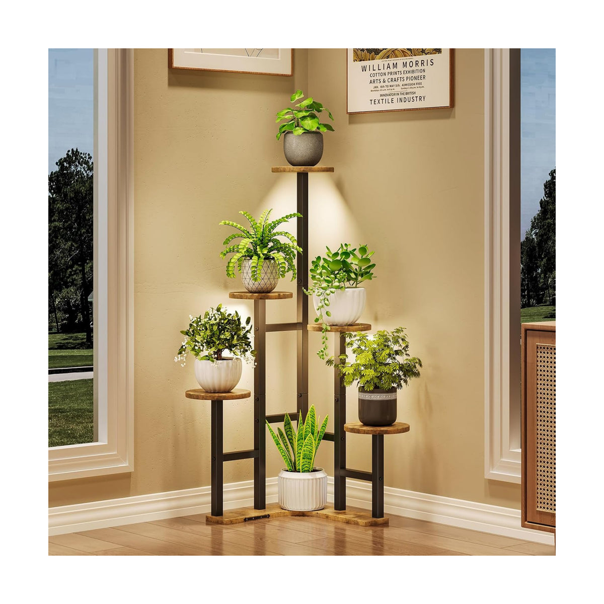 Corner Plant Stand Indoor with Grow Lights 6 Tiered Corner Plant Shelf