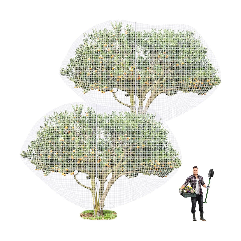 2 Pcs Large Fruit Tree Netting 15 X 15 Ft with Zipper Drawstring | Protect Fruit from Squirrels Birds Bug Deer & Rat