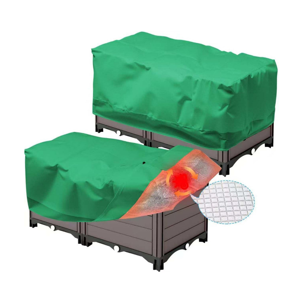 2 Pack 59" x 35" x 17" Upgraded Insulation Raised Garden Bed Cover with Thermal Aluminum Film Liner, Rectangular Plant