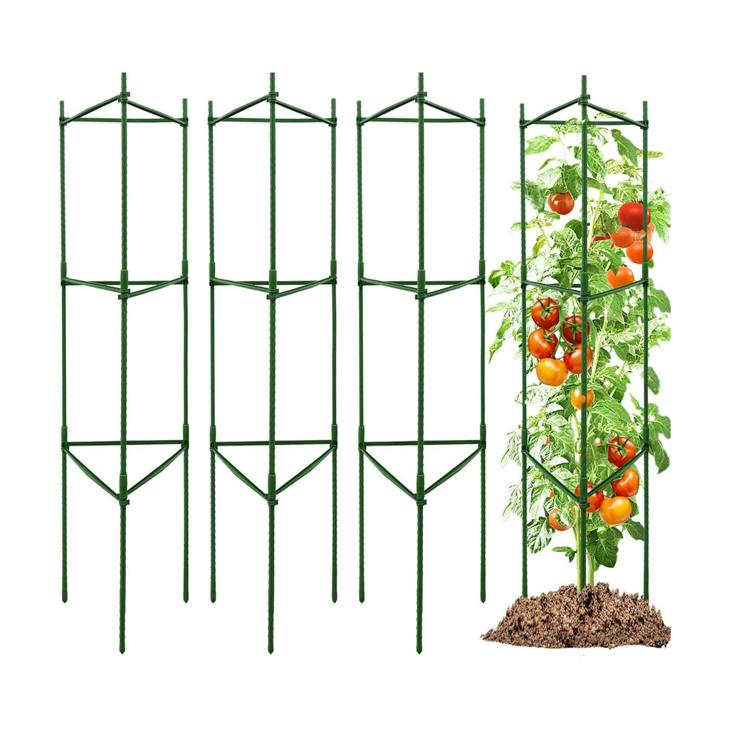 TCBWFY 4-Pack 48-Inch Adjustable Tomato Cages, Heavy-Duty Metal Plant Support Trellis for Garden and Pots, DIY Tomato